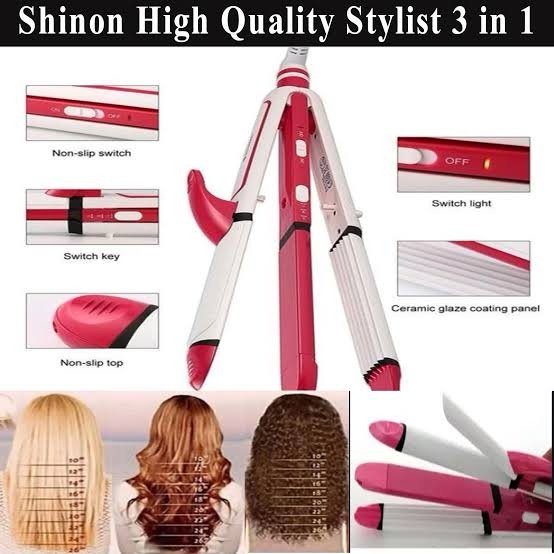 Hair Straightener and Curler, 3-in-1 Ceramic Hair Curling Iron & Hair Straighteners & Crimper Hair Styler Tools Flat Iron with Worldwide Dual Voltage 100~240V image 0