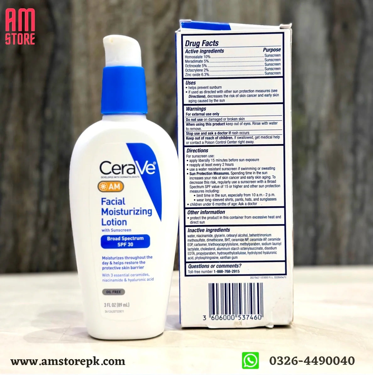 CERAVE AM OIL FREE FACIAL MOISTURIZING LOTION SPF 30 (89ML) image 1