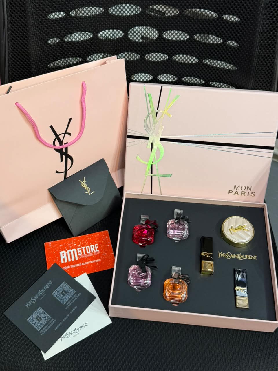 Ysl Mon Paris 7in1 Gift Set Pink Box and Bag