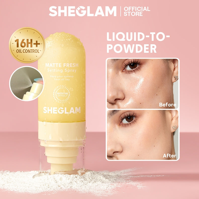 SHEGLAM Matte Fresh Setting Spray Ultra Matte Liquid-To-Powder Long Lasting Makeup YELLOW