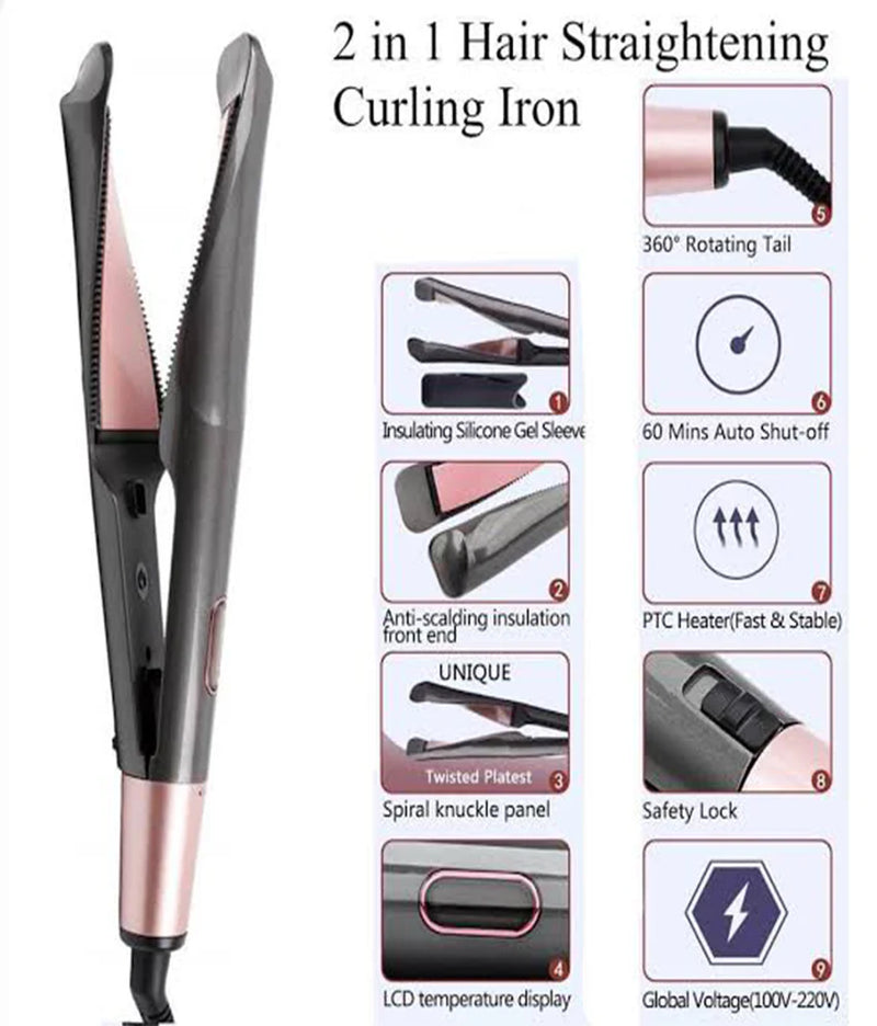 Unique Twisted Plate 2 in 1 Hair Curling image 0